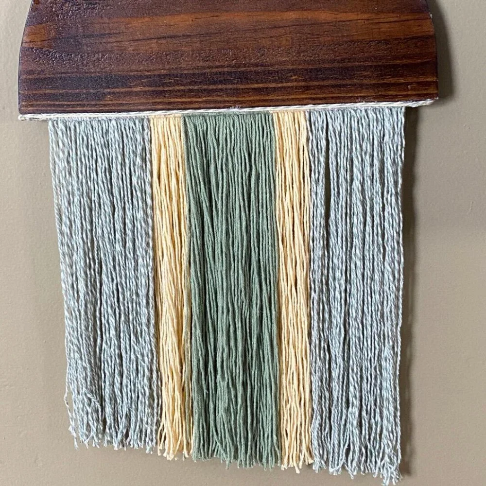 Boho Hanging Reversible Wood Half Moon String Wall Art Home Decor Handmade